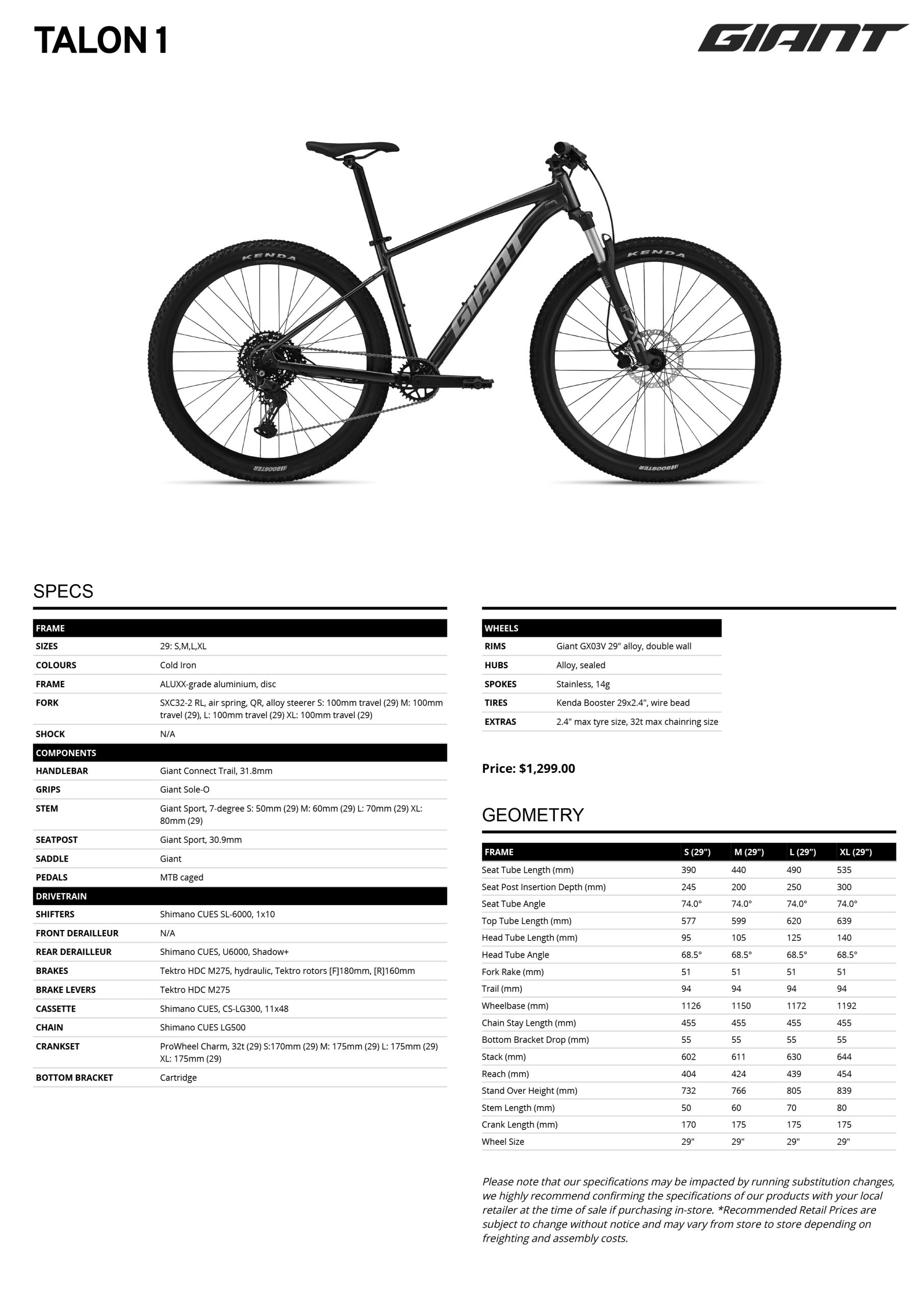 دوچرخه GIANT مدل TALON 0 سایز 29 - Image 6